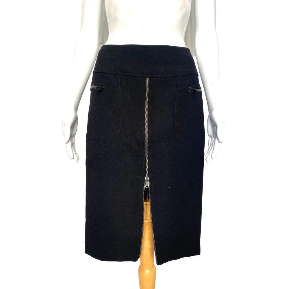 BLUMARINE Black Zip up Wool Pencil Skirt IT-38 US-4 Sexy Italy